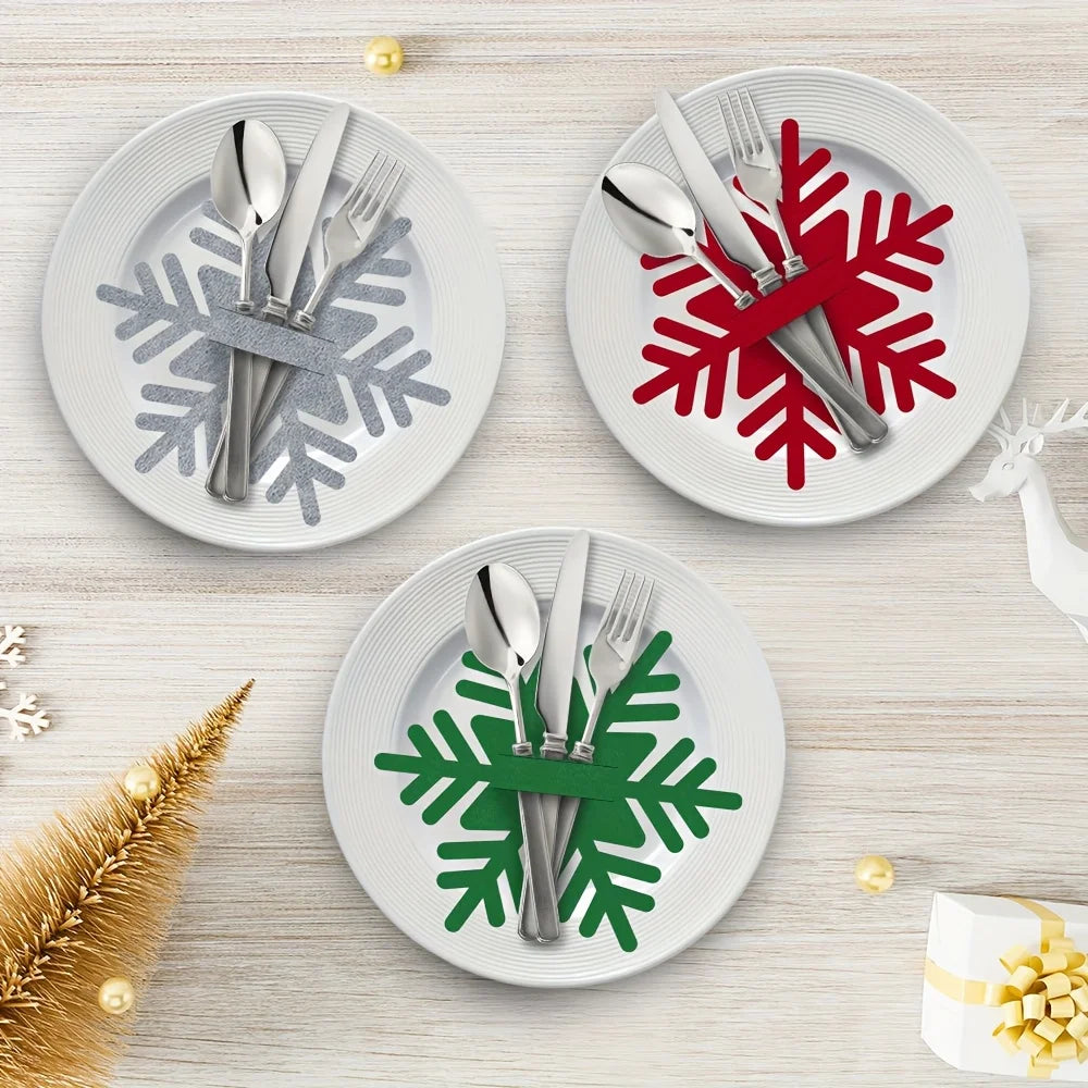 Felt Snowflake Christmas Utensil Holders | Holiday Table Decor Holiday Table Decor Richie's