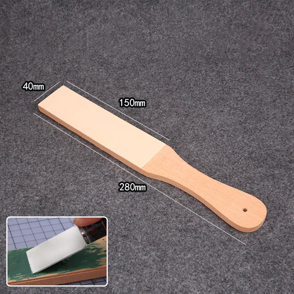 Wood Handle Double-Sided Leather Strop Knife Sharpening Board Leather Sharpening Strop Richie's