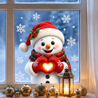 Christmas Snowman Heart Window Sticker – Reusable Glass Decal Christmas Window Sticker Richie's