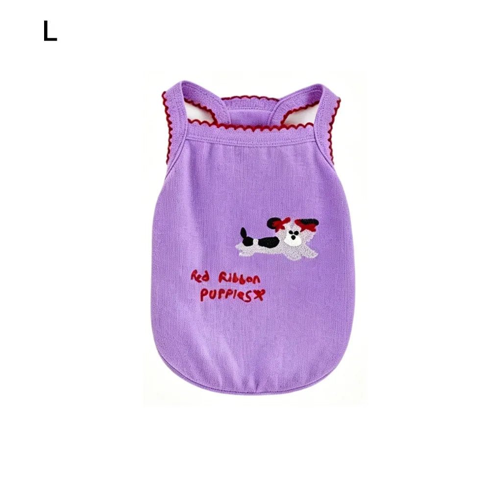 Cartoon Print Dog Vest – Breathable Pet Pullover S/M/L Pet Dog Vest Richie's Purple L