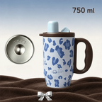 Leopard Print Insulated Tumbler 750ml with Handle & Straw Insulated Travel Tumbler Richie's Blue