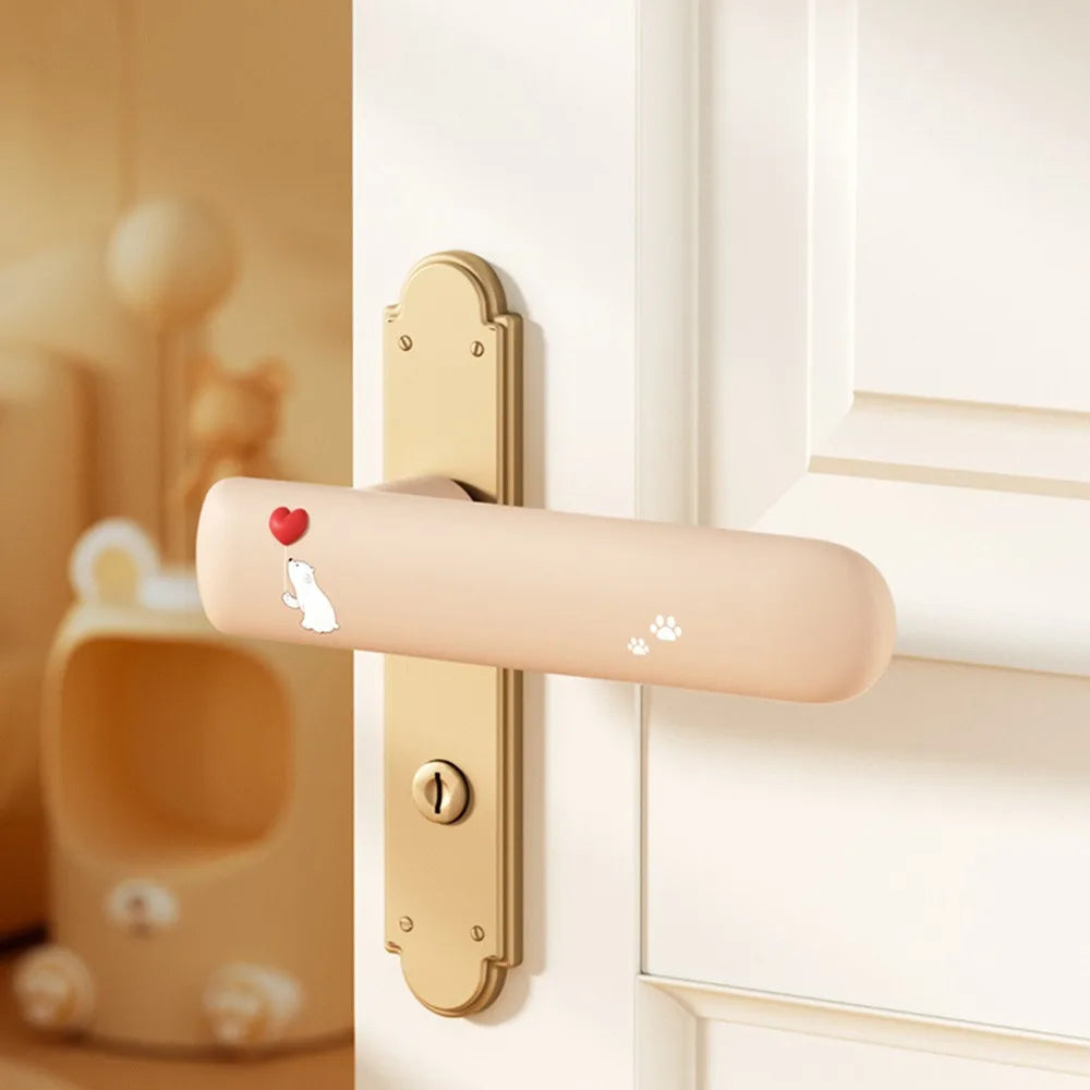 Cute Cat Silicone Door Knob Cover – Wall Protector Sleeve Door Knob Cover Richie's Apricot-Right