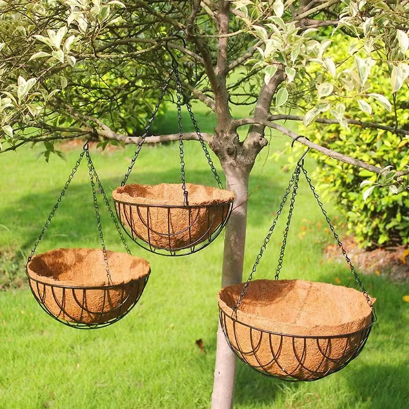 Iron Hanging Basket Flower Pot – Wall Garden & Courtyard Decor Hanging Basket Planter Richie's