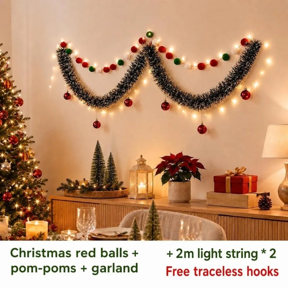 DIY Felt Christmas Tree Garland Pom Pom Pull Flag Banner Christmas Garland Richie's Style5