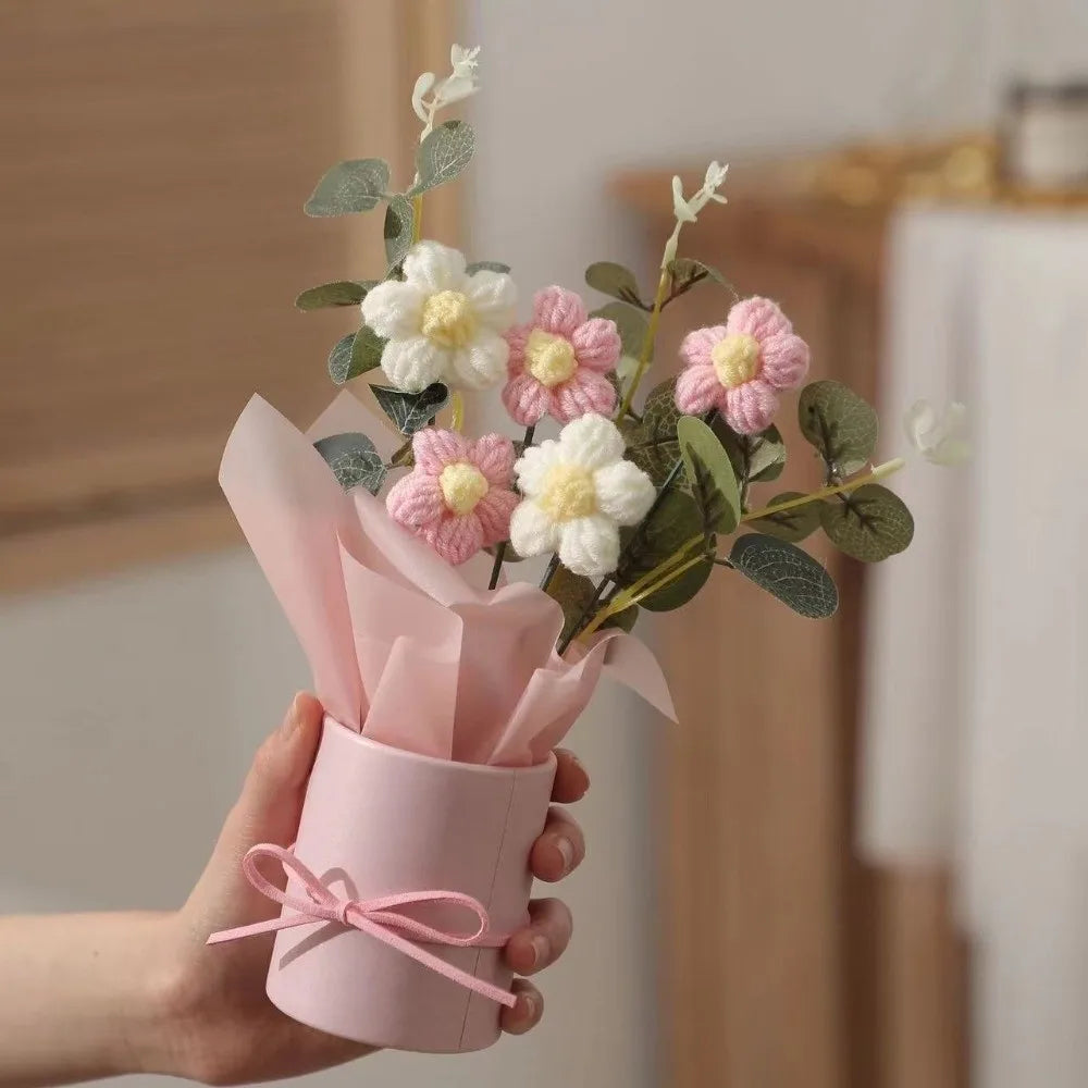 Handmade Crochet Puff Flower Bouquet – Eternal Milk Cotton Décor Crochet Flower Bouquet Richie's 06