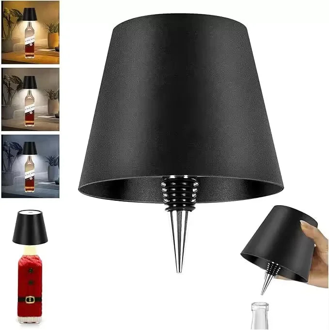 Wireless Wine Bottle LED Lamp – Touch Dim, Type-C Rechargeable LED Table Lamp Richie's Black