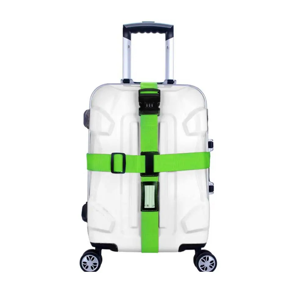Adjustable Luggage Strap with 3-Digit Combination Lock Luggage Strap Richie's green