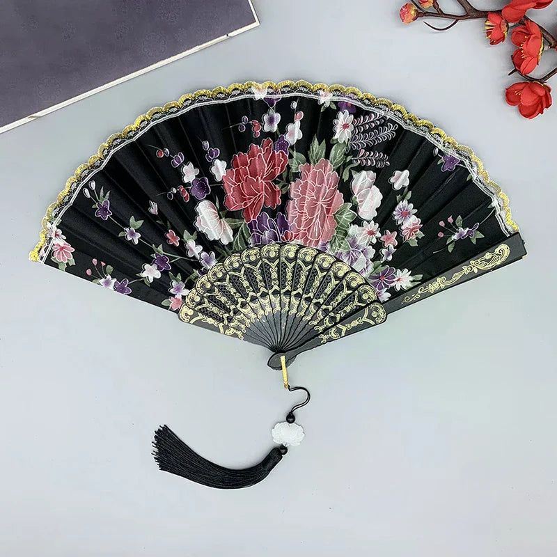 Vintage Silk Folding Hand Fan – Décor, Dance & Gift Decorative Folding Fan Richie's