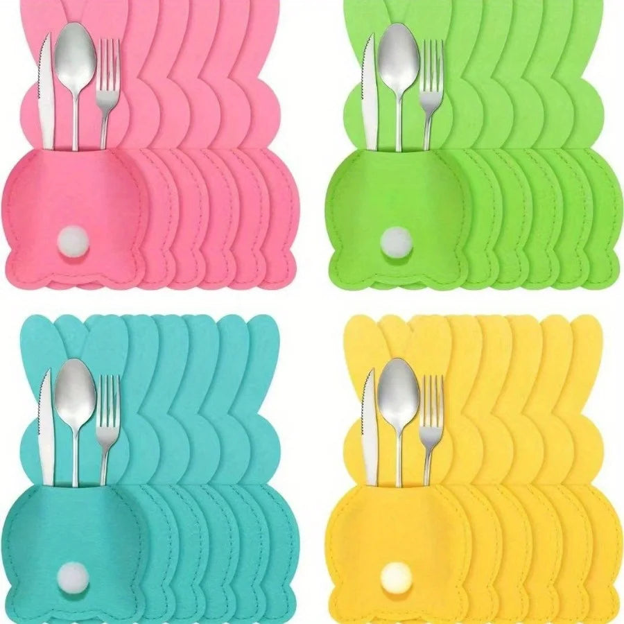 6pcs Easter Rabbit Felt Cutlery Bags – Egg Table Decoration Easter Table Decor Richie's