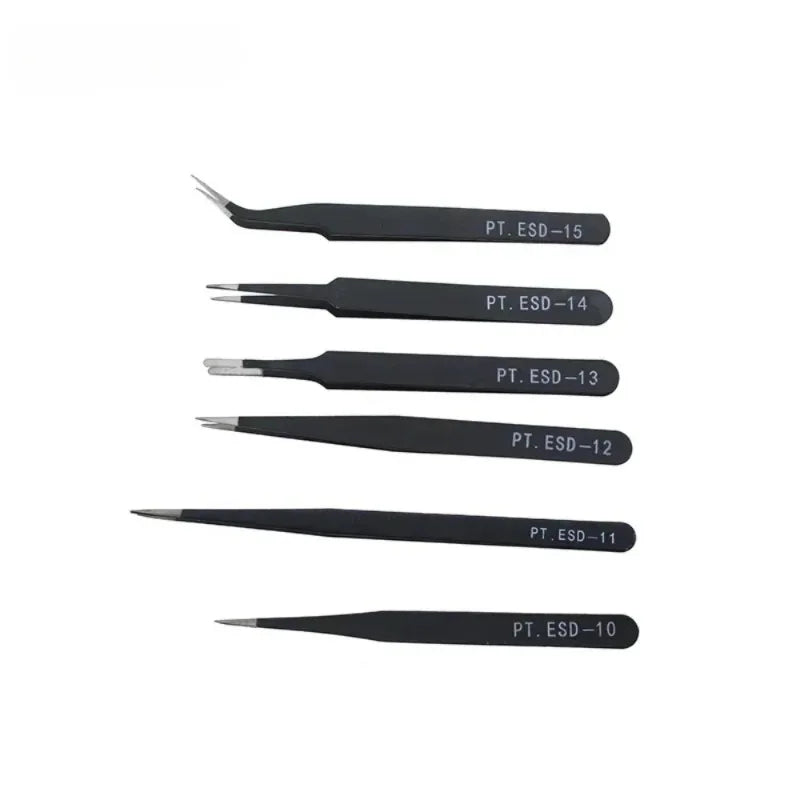 6pcs Antistatic Stainless Steel Tweezers – Precision Lash Grafting Set Eyelash Tweezers Set Richie's
