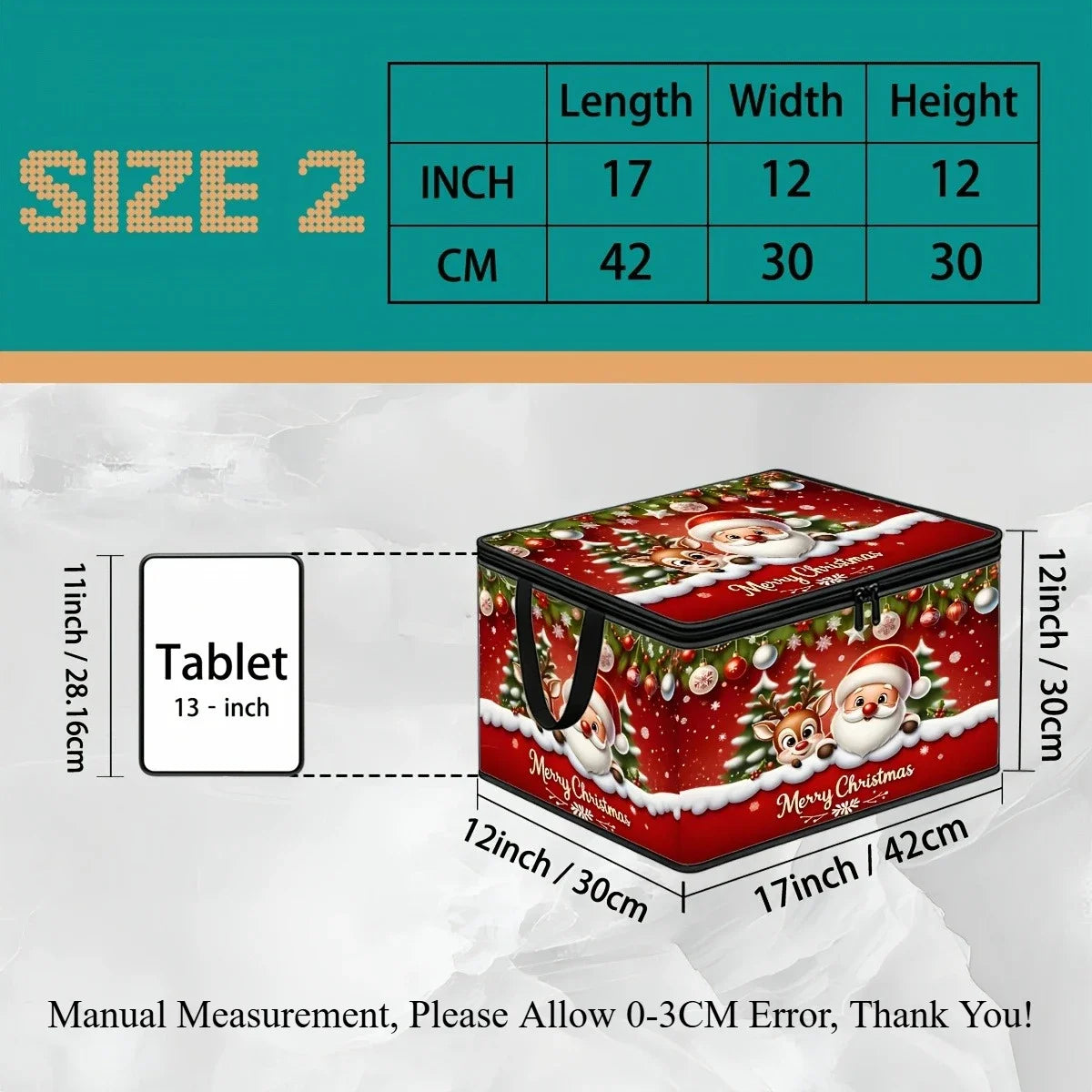Large Foldable Christmas Storage Box with Lid | Santa Design Foldable Storage Box Richie's M 1 Piece