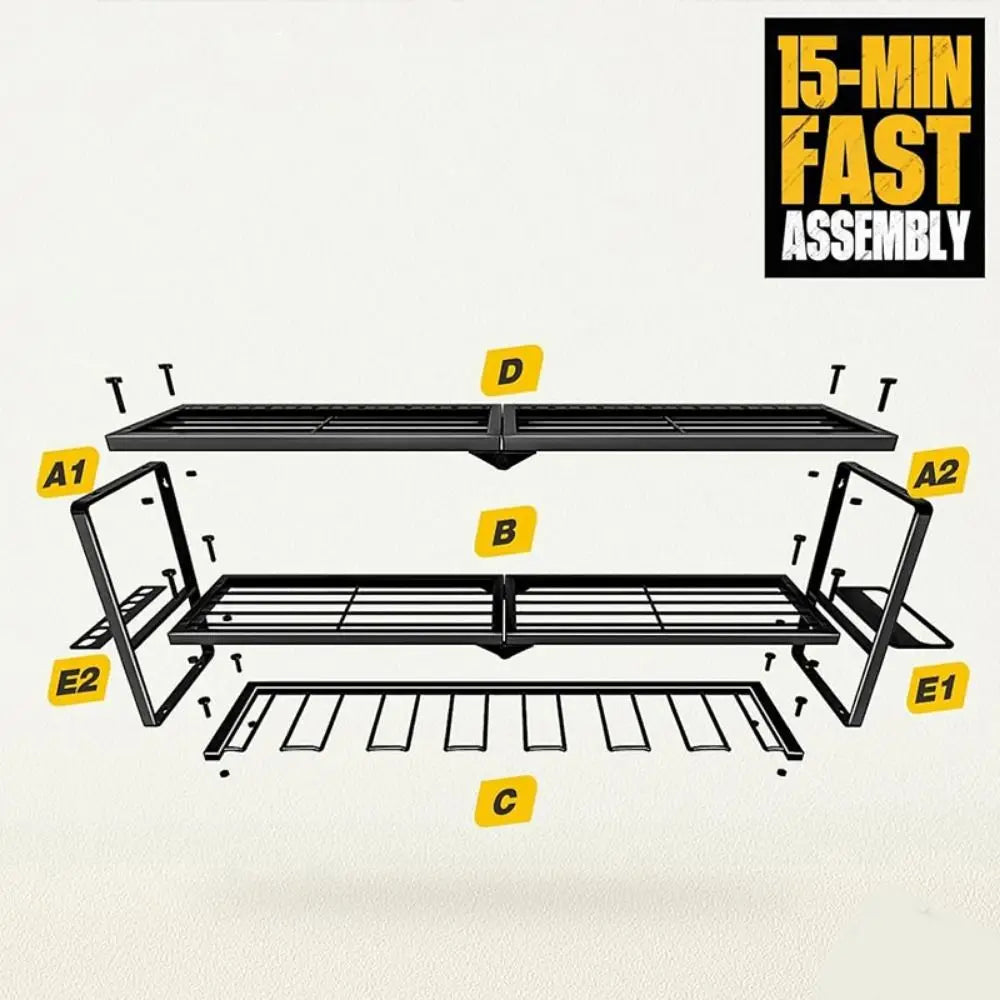 Steel Wall-Mounted Tool Rack 3-Layer Foldable Heavy Duty Organizer Wall-Mounted Tool Rack Richie's
