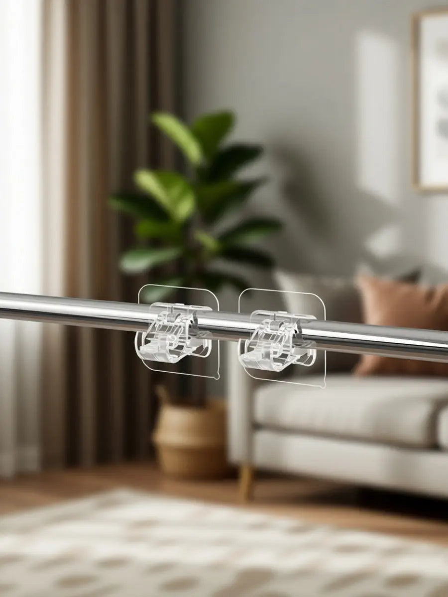4Pcs Self-Adhesive Curtain Rod Clips – Clear, No-Drill Holders Curtain Rod Clips Richie's
