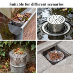 304 Stainless Steel Gutter Leaf Guard Downspout Strainer 90–110mm Gutter Downspout Strainer Richie's