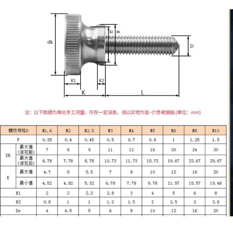 M8 Stainless Steel Knurled Thumb Screws Hand Tighten GB834 2Pcs Thumb Screws Richie's