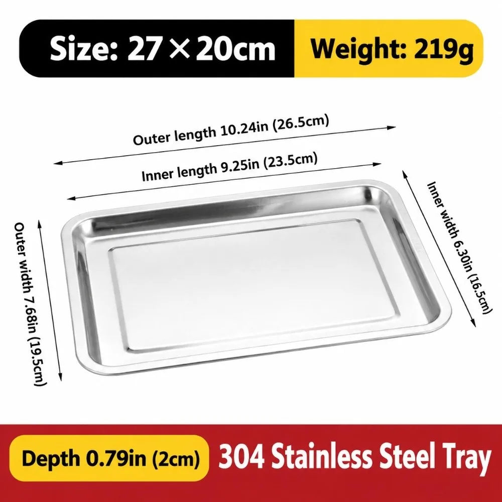 304 Stainless Steel Square Tray – Warp Resistant, Rolled Edge Stainless Steel Baking Tray Richie's