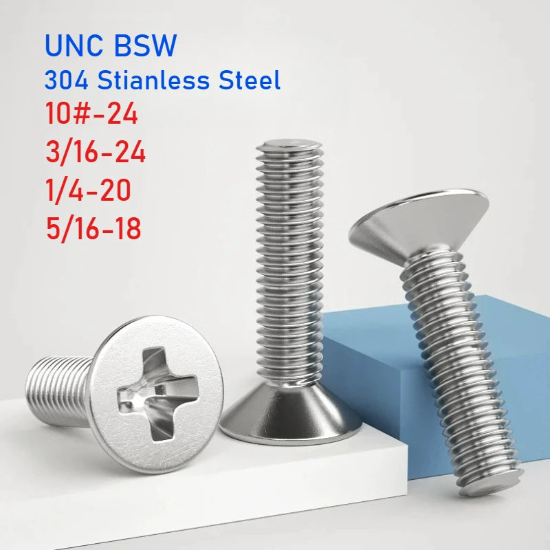 304 Stainless Steel UNC Countersunk Phillips Screws | 4 Sizes Machine Screws Richie's 1 4-20x1-1 4(10pcs)
