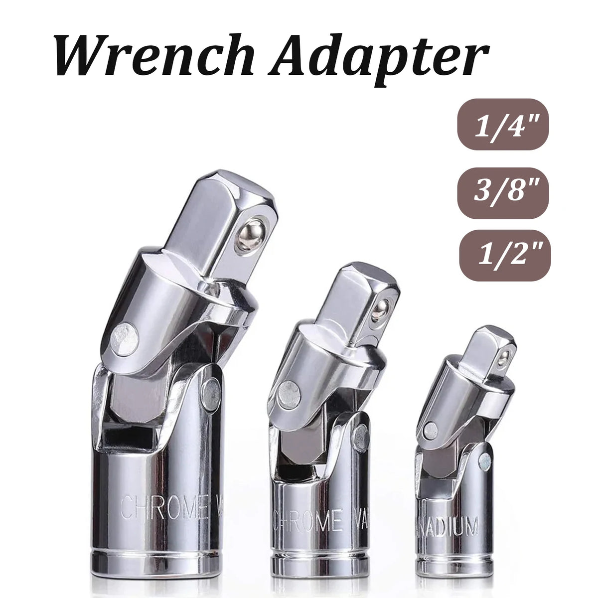 Universal Joint Socket Set 1/4" 3/8" 1/2" CrV Steel Swivel Adapter Socket Adapter Set Richie's