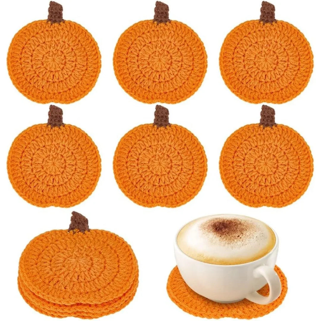 3-Pack Handmade Crochet Pumpkin Coasters | Fall Table Décor Crochet Coaster Set Richie's