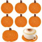 3-Pack Handmade Crochet Pumpkin Coasters | Fall Table Décor Crochet Coaster Set Richie's