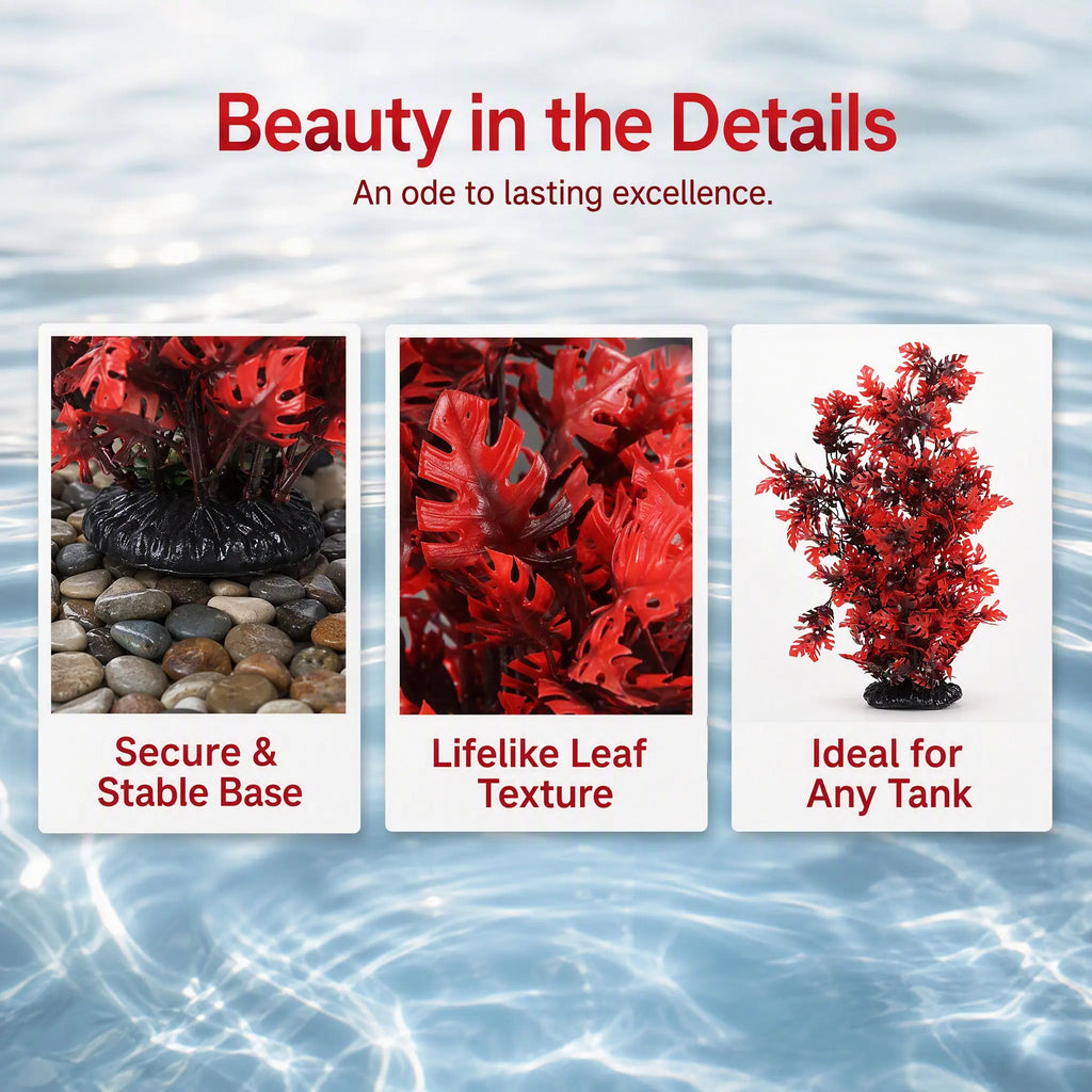 40cm Red Leaf Artificial Aquarium Plant | Realistic Fish Tank Decor Artificial Aquarium Plant Richie's Default Title