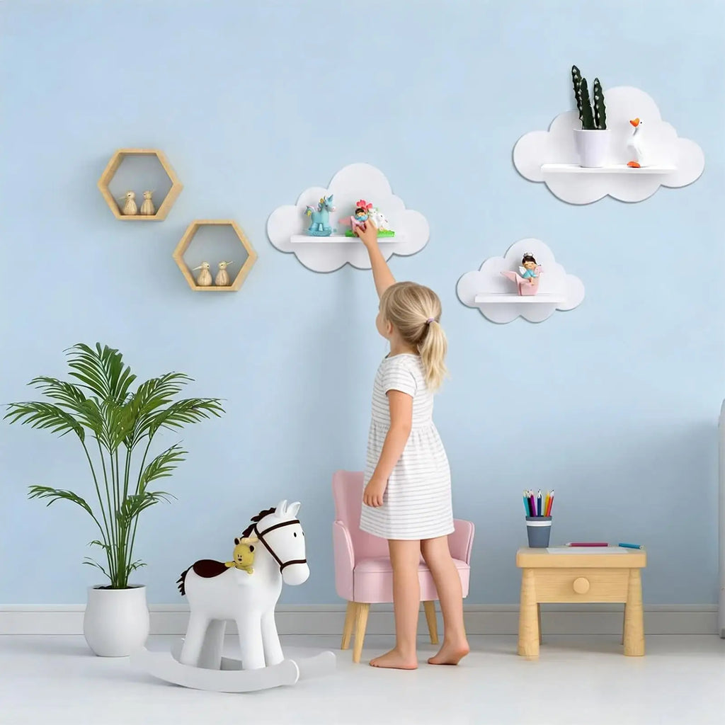 Cloud-Shaped Floating Wall Shelves Set of 3 – Kids Room Decor Floating Wall Shelves Richie's