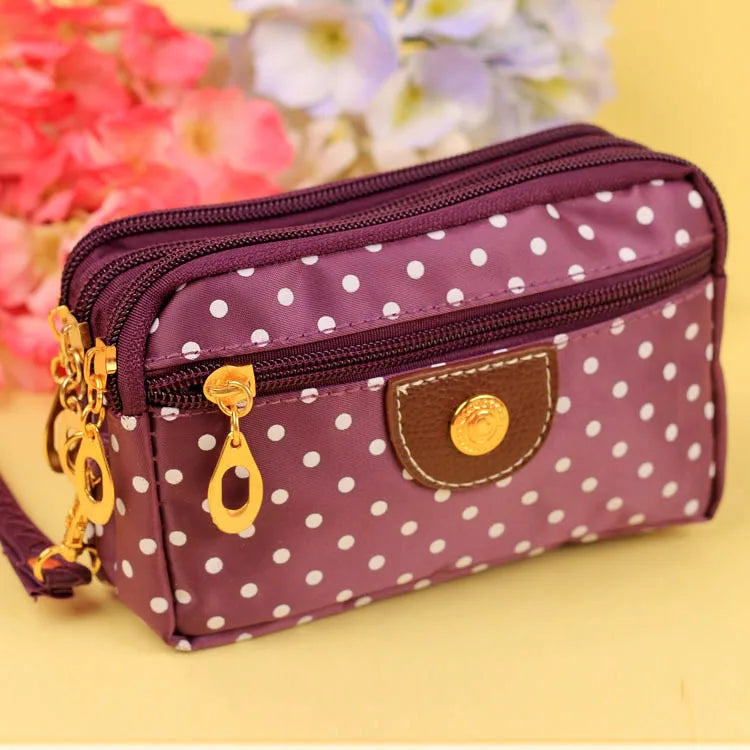 Women's Canvas Clutch Wallet – 4 Zippers & Card Holder Canvas Clutch Wallet Richie's Purple 16X10X6cm