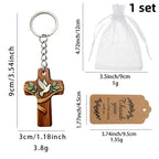 Wood Cross Keychain Dove Print – Baptism & Wedding Gift Set Religious Gift Keychain Richie's A6