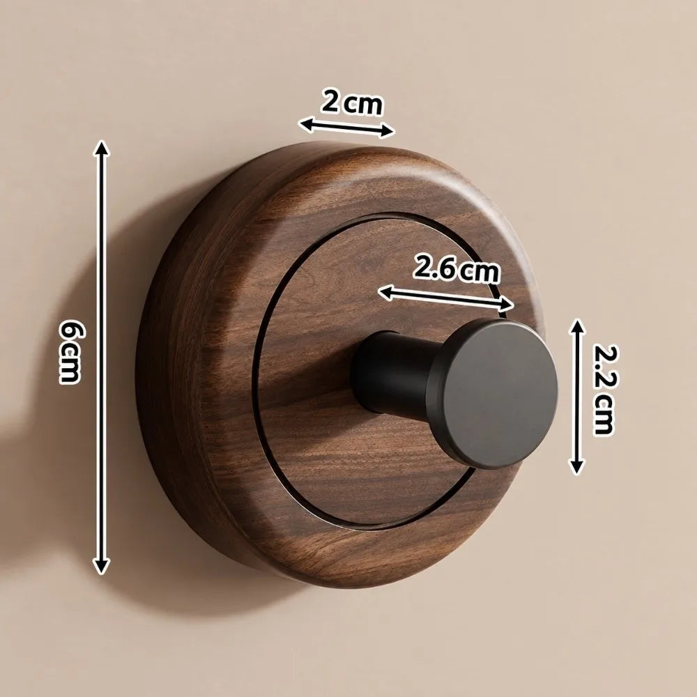 Walnut Wood Suction Cup Hook – No-Drill Rotating Towel Hook Suction Cup Hook Richie's