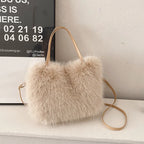 Women's Faux Fur Crossbody Bag – Detachable Strap & Buckle Faux Fur Crossbody Bag Richie's khaki 1pc