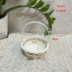 Handwoven Imitation Rattan Storage Basket with Handle – 8 Styles Woven Storage Basket Richie's Khaki