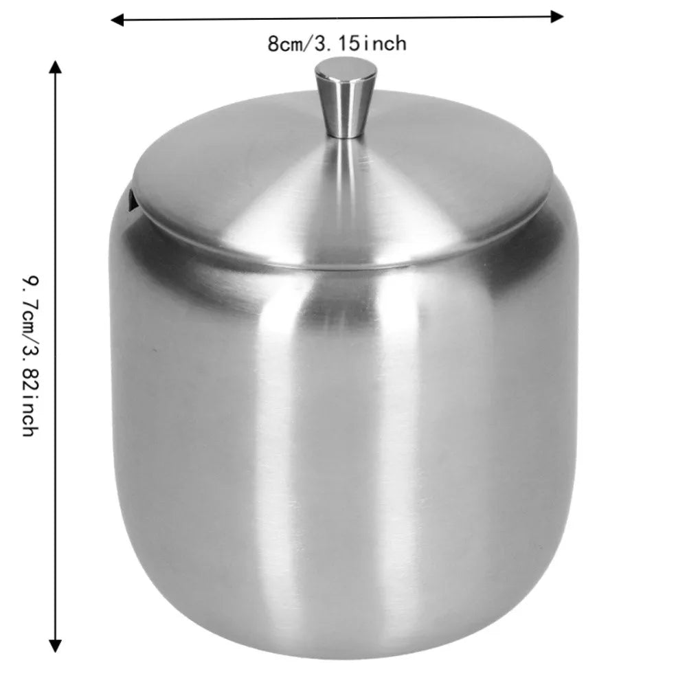 300ML Stainless Steel Sugar Bowl with Lid & Spoon | 304 Steel Sugar Bowl Container Richie's