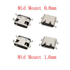 10Pcs USB 3.1 Type-C Female 16-Pin Mid Mount Solder Connector PCB Solder Connector Richie's