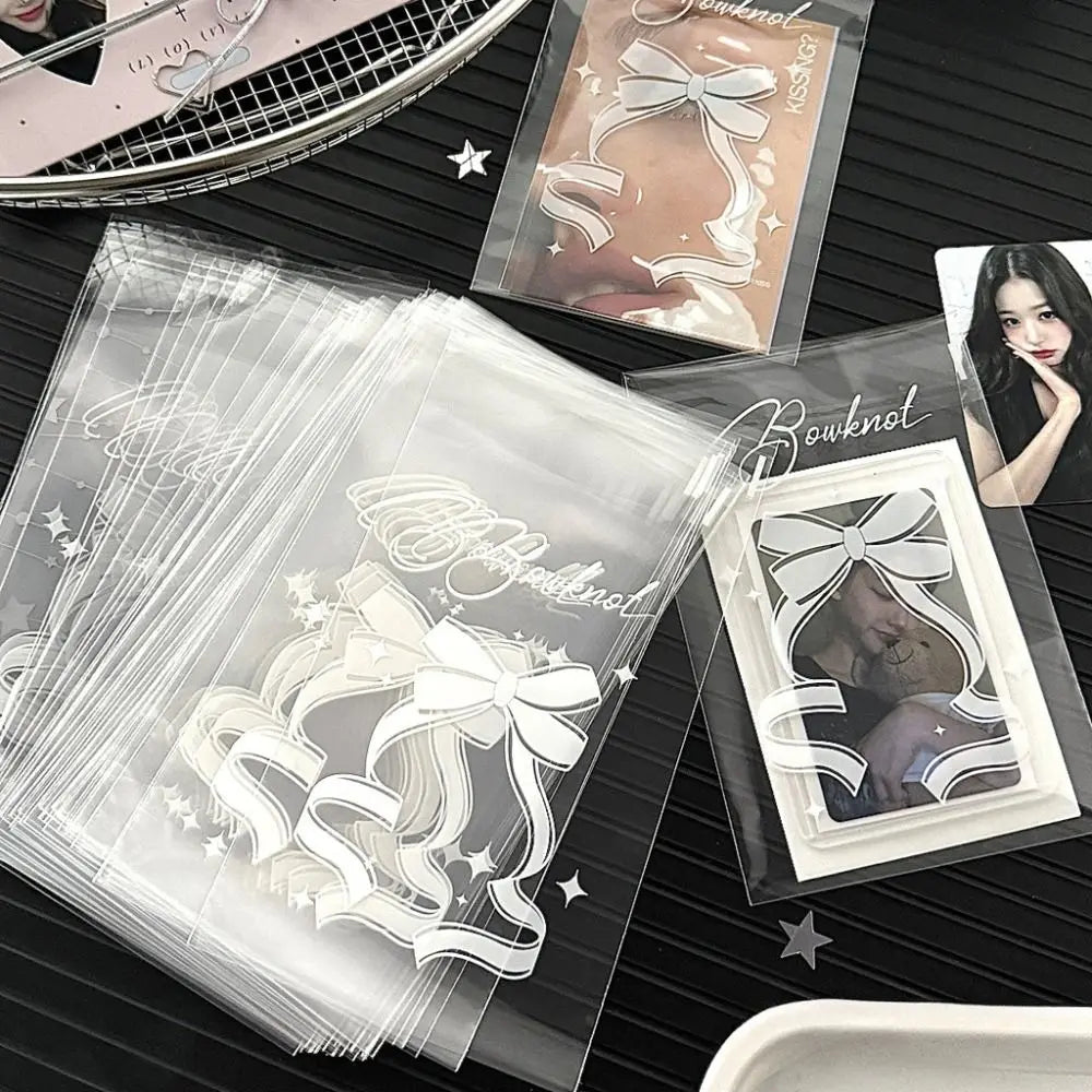 50Pcs Clear Self-Adhesive Photocard Sleeves – Star Bowknot Print Card Sleeves Richie's
