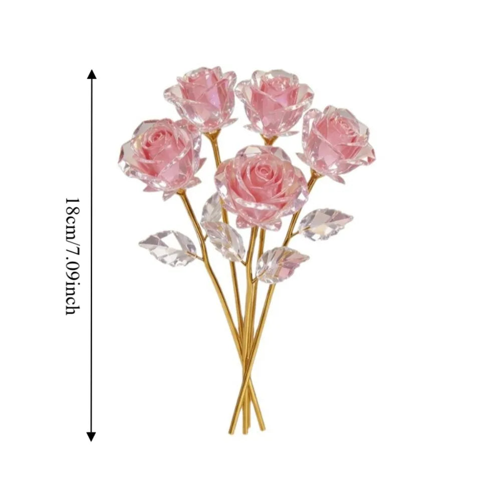 10Pcs Pink Eternal Roses – Handcrafted Artificial Crystal Flowers Artificial Flower Bouquet Richie's