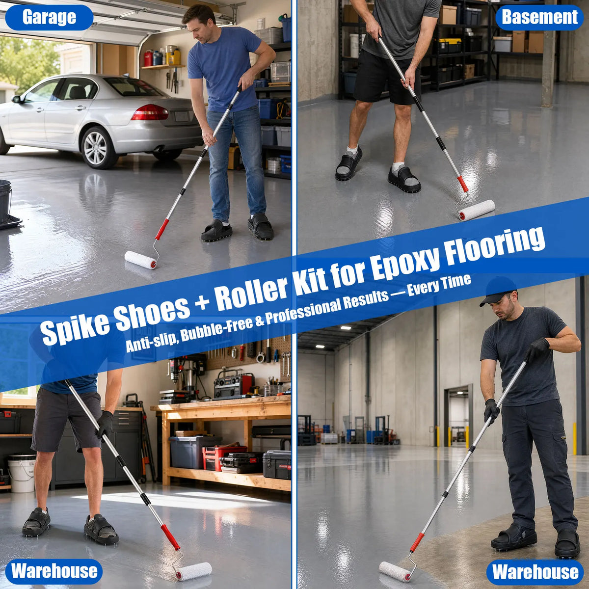 Epoxy Flooring Kit – Spike Shoes, Roller & Extension Pole Flooring Application Kit Richie's