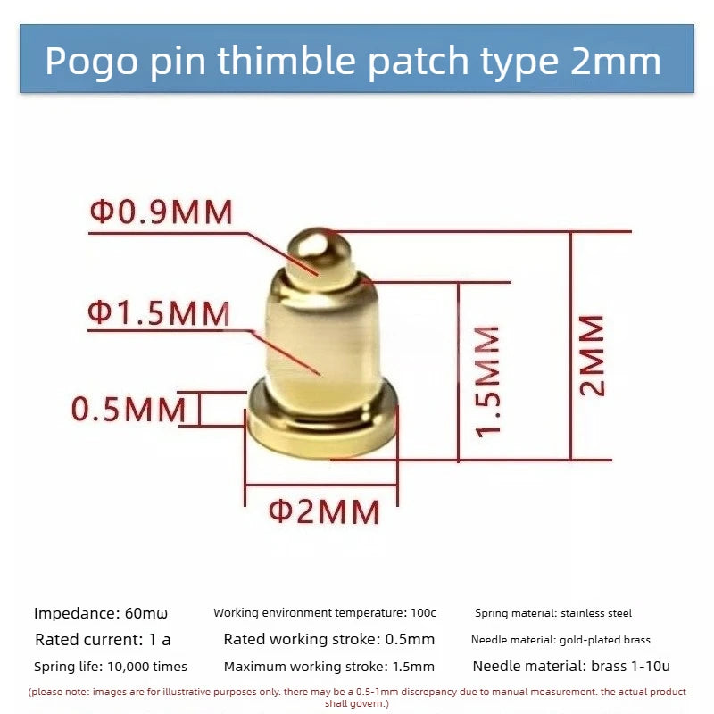 DIP SMD Double Spring PCB Pogo Pin Connectors 20/50/100 Pcs