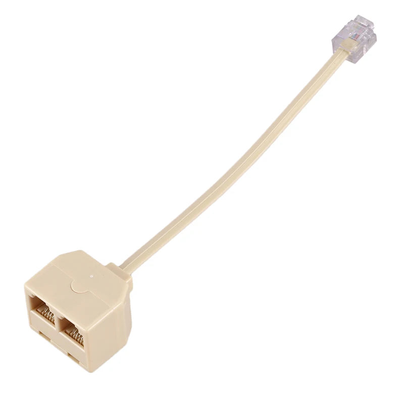RJ11 Telephone Splitter 6P4C 1 Male to 2 Female Adapter Phone Jack Splitter Richie's Beige