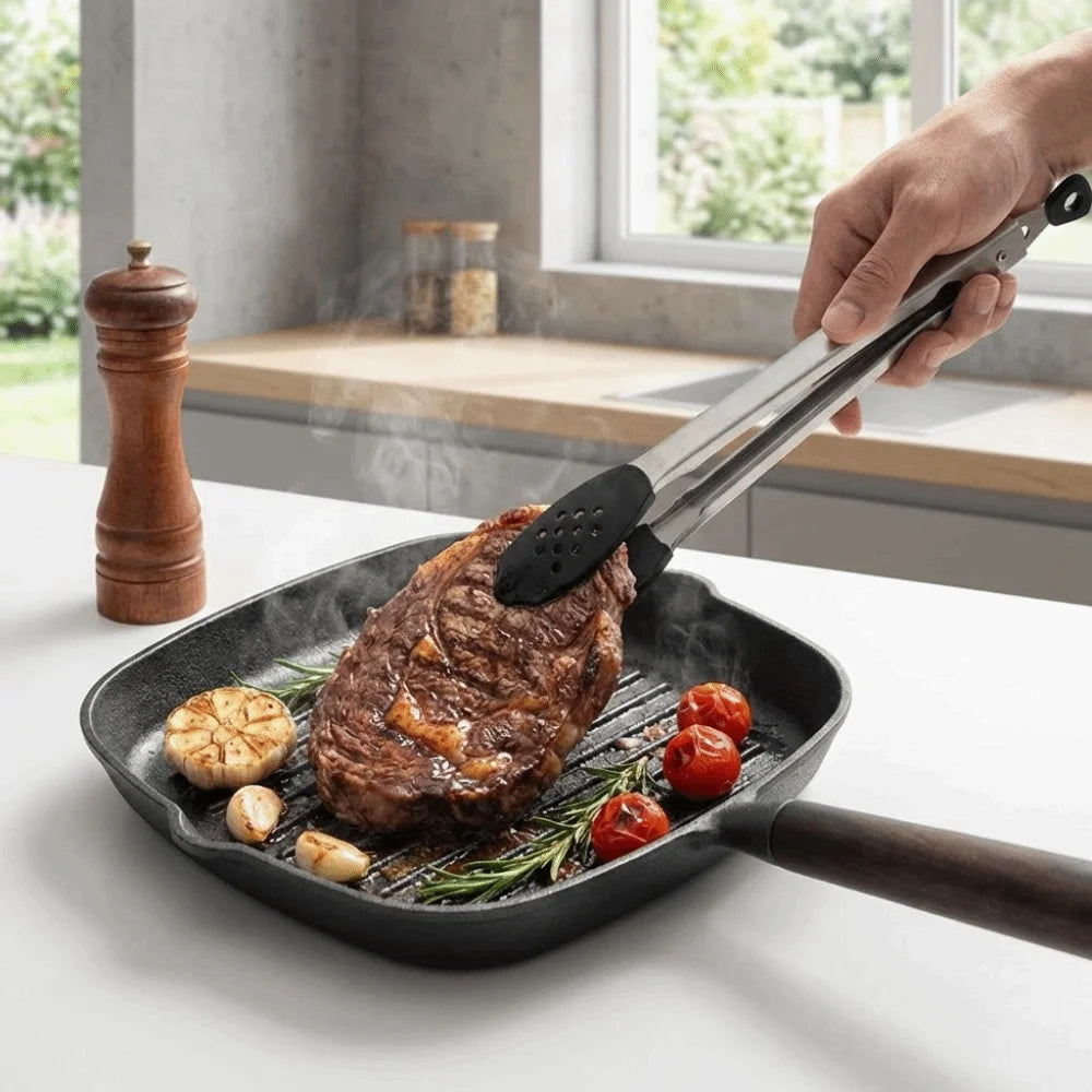Cast Iron Steak Skillet Wooden Handle & Grill Stripes – 20cm Cast Iron Skillet Richie's