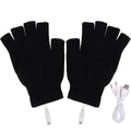 USB Heated Fingerless Gloves 5V Winter Warm Unisex Heated Winter Gloves Richie's black