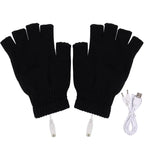 USB Heated Fingerless Gloves 5V Winter Warm Unisex Heated Winter Gloves Richie's black