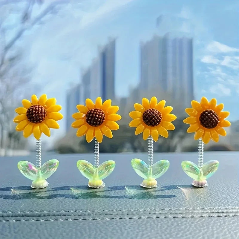 Sunflower Bobblehead Car Ornament – Spring Swing Decor 3/5pcs Car Interior Ornament Richie's