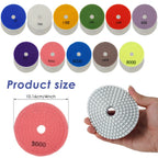 4" Diamond Polishing Pads Kit 10-16 Pcs Wet/Dry for Granite Diamond Polishing Pads Richie's