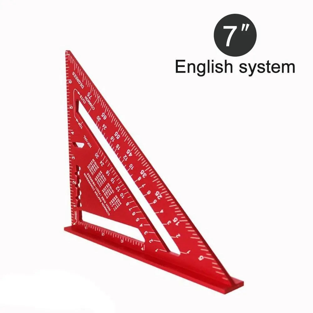7-Inch Aluminum Triangle Ruler – Metric & Imperial Woodworking Tool Woodworking Angle Ruler Richie's red-english