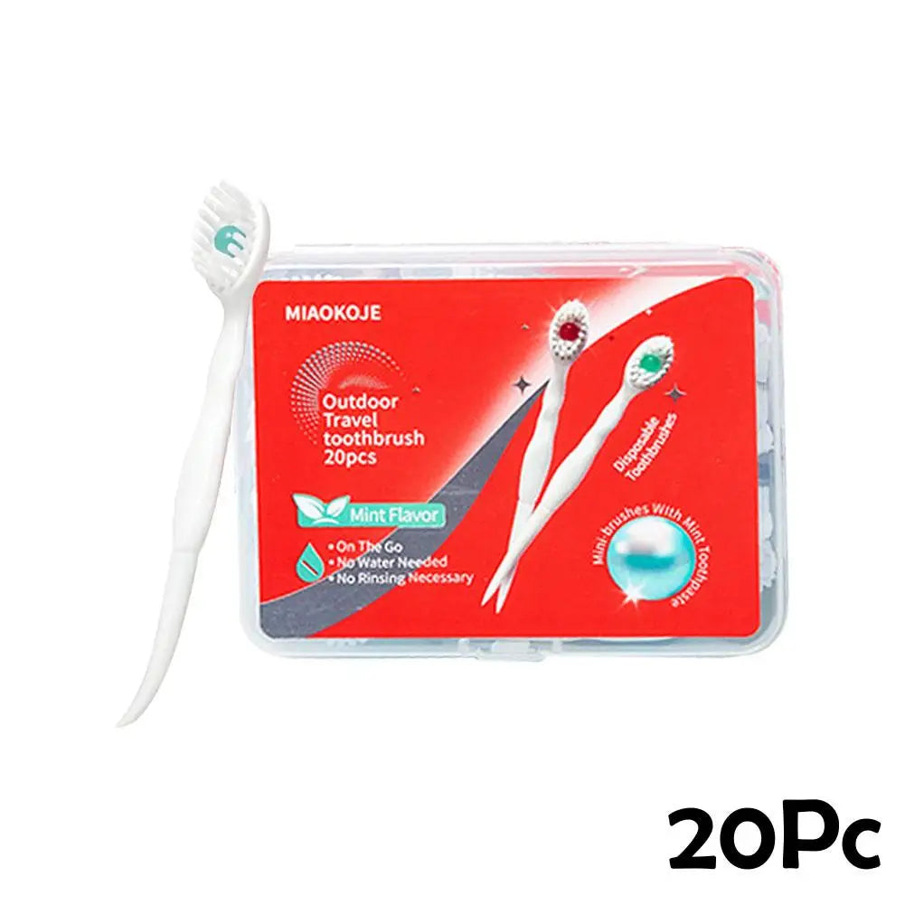 20PCS Disposable Travel Toothbrushes with Mint Burst Beads Disposable Toothbrush Richie's 20 pcs