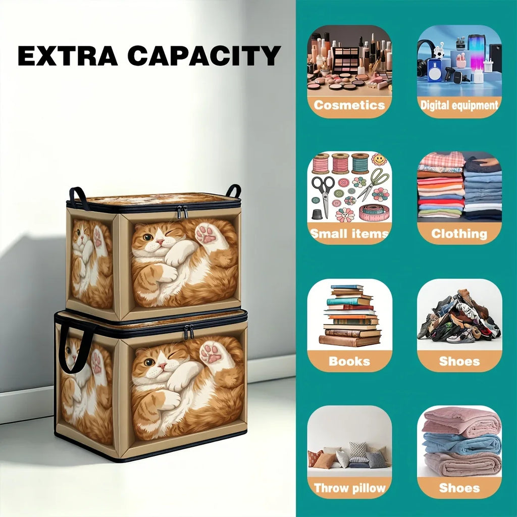 Cute Cat Foldable Storage Box – Zipper Clothes & Bedding Organiser Foldable Storage Box Richie's