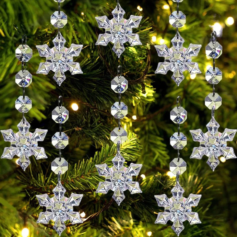 10pcs Acrylic Crystal Snowflake Ornaments – Holiday & Wedding Décor Christmas Ornaments Richie's