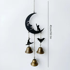 Gothic Moon Cat Metal Wind Chime – Halloween Bat & Witch Hat Décor Gothic Wind Chime Richie's
