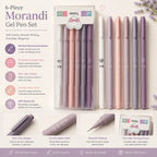 Morandi Retractable Gel Pens 6-Pack | 0.5mm Fine Black Ink Retractable Gel Pens Richie's