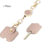 Retractable Faux Leather Keychain for Women | Gold Clasp Retractable Keychain Richie's Pink 1 Piece